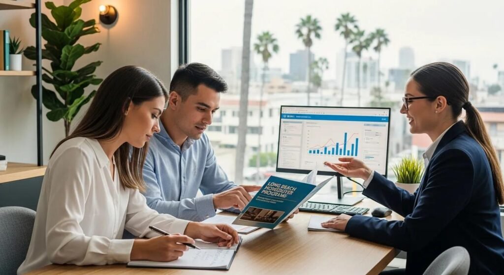 Couple reviewing down-payment assistance options in Long Beach